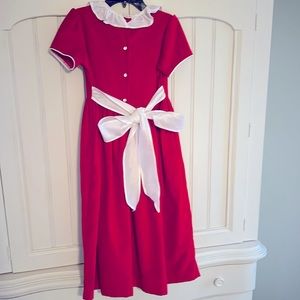 Gorgeous Red Velvet Dress with Shantung Silk Ruffle Collar